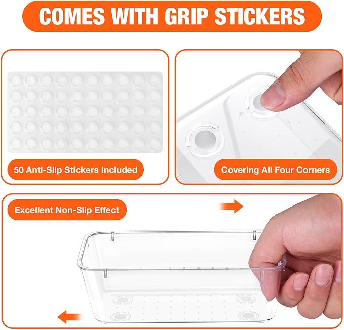 ValueMax 9 PCS Clear Plastic Drawer Organizers Set - Image 6