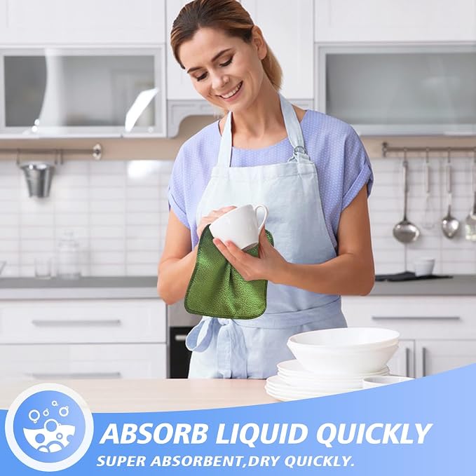 KinHwa Kitchen Washcloths for Dishes Absorbent Microfiber Dish Cloths Quick Dry - Image 2