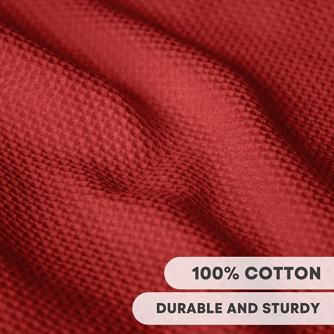 Artoid Mode 100% Cotton Dark Red Waffle Weave Kitchen Dish Cloths, 12x12 Inch - Image 2
