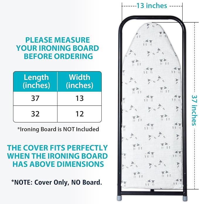 Over The Door Ironing Board Cover 13 x 37 inch, Small Iron Board Cover w 3 - Image 6