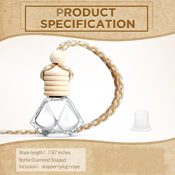 BBTO 50 Pcs Hanging Car Air Freshener Car Diffuser Bottles Empty Glass Perfume - Image 3