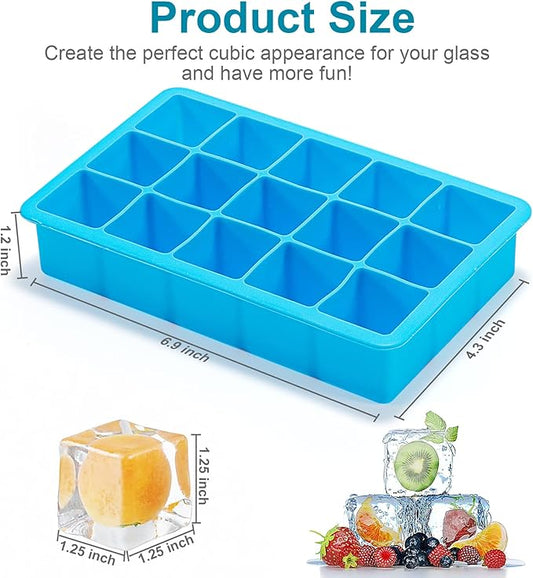 2 Pack Ice Cube Trays, ZDPMK Silicone Easy Release Flexible Molds 15 Ice Cubes - Image 2