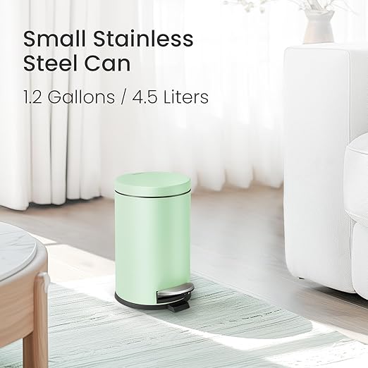 Cesun 1.2 Gallons Small Green Trash Can, Bathroom Garbage Can - Image 2