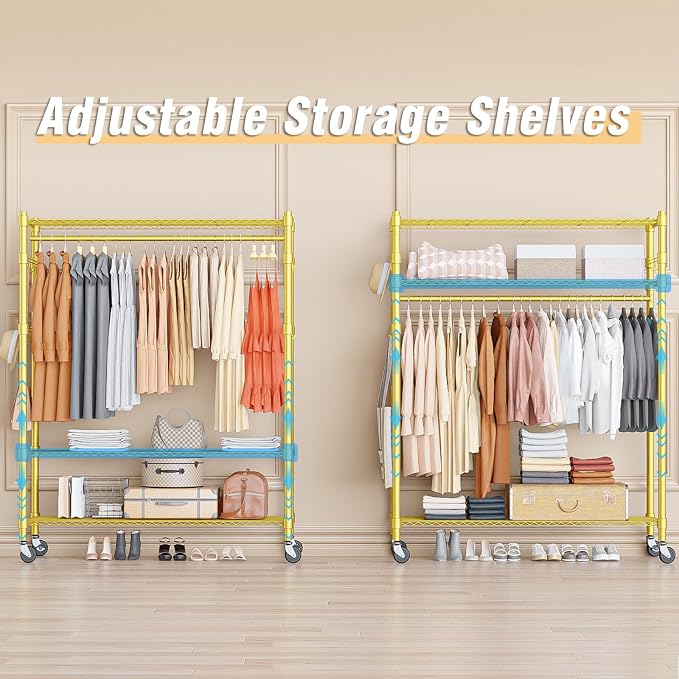 Homdox Gold Heavy Duty Clothes Rack - Image 4