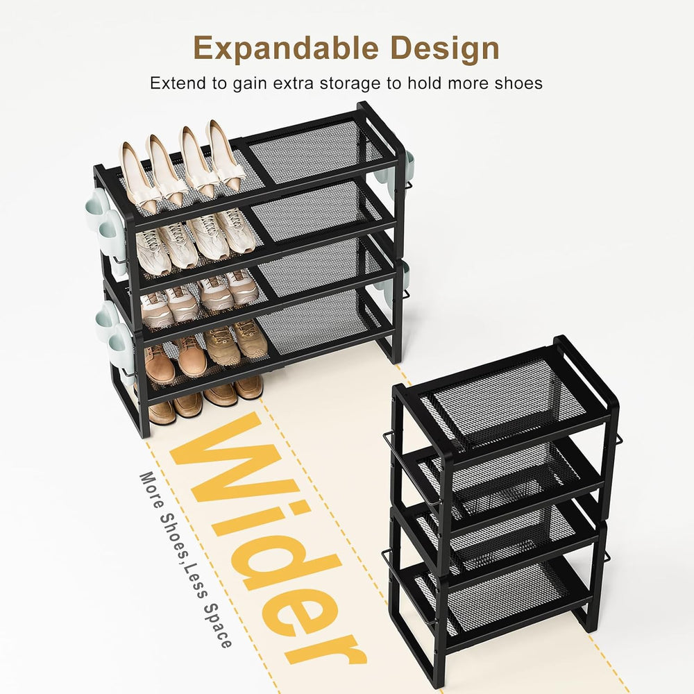 4-Tier Expandable Shoe Rack, Heavy Duty for Closet