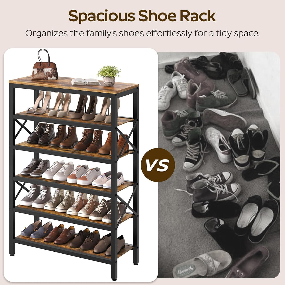 YATINEY 6-Tier Tall Shoe Rack Organizer, Wooden Shoe Storage for Closet Holds...