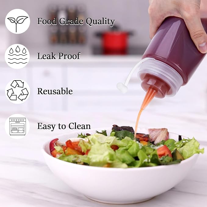Condiment Squeeze Bottles Ketchup Dispenser, 4 Pack 16oz Squeeze Bottles - Image 4