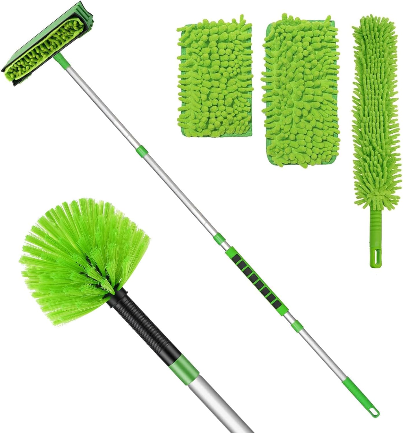 Ceiling Fan Cleaner Cobweb Duster with 6Ft/72'' Extension Pole High Ceiling Fan Blade Cleaning Tool Microfiber Duster Reusable Pads for Cleaning Ceiling Fan, Spider Web, Baseboard, Blind