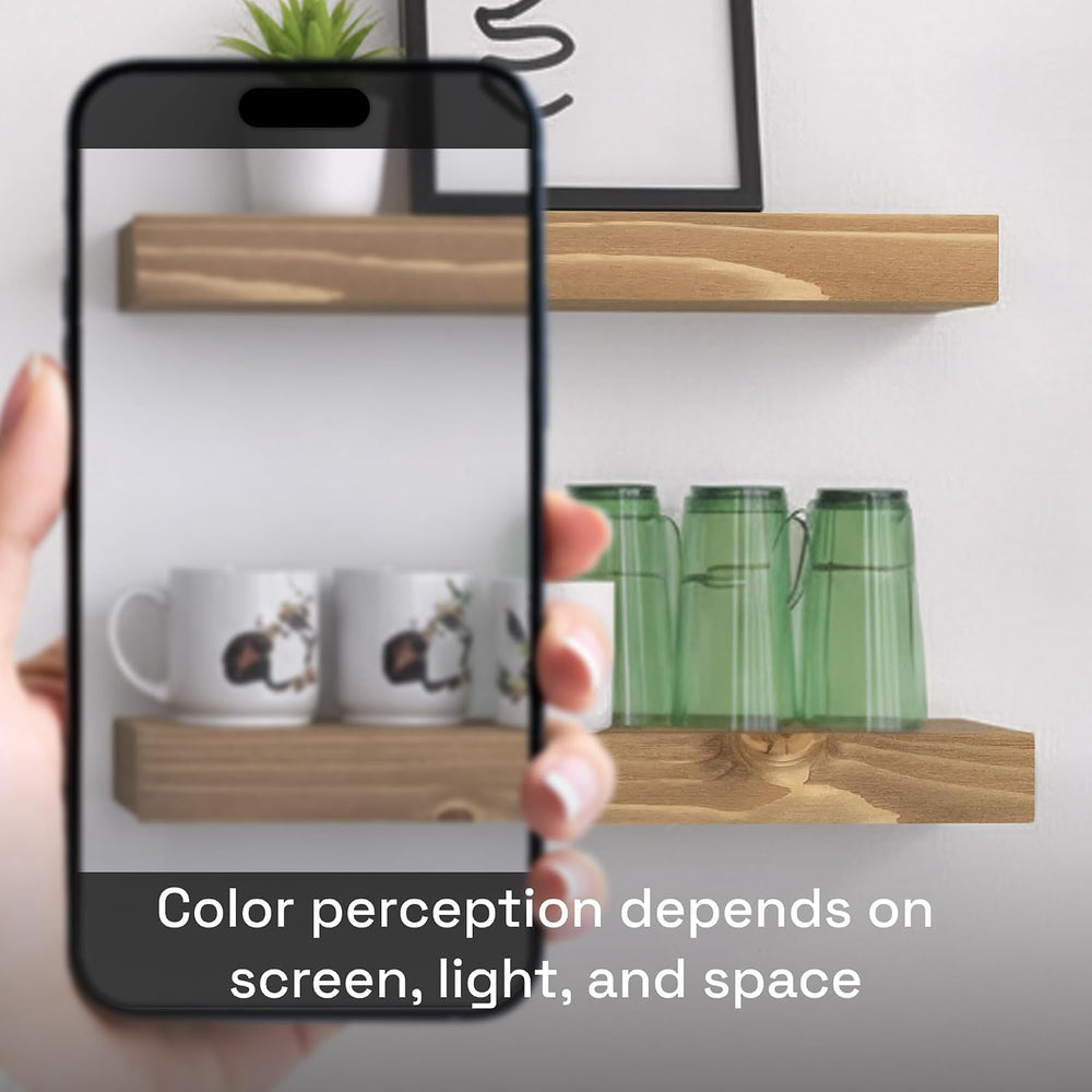 Natural Wood Floating Shelves for Wall 16 Inch Oak, Wooden Bathroom Shelf
