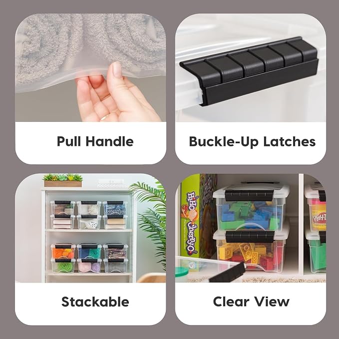 IRIS USA 6 Quart Stackable Plastic Storage Bins - Image 3