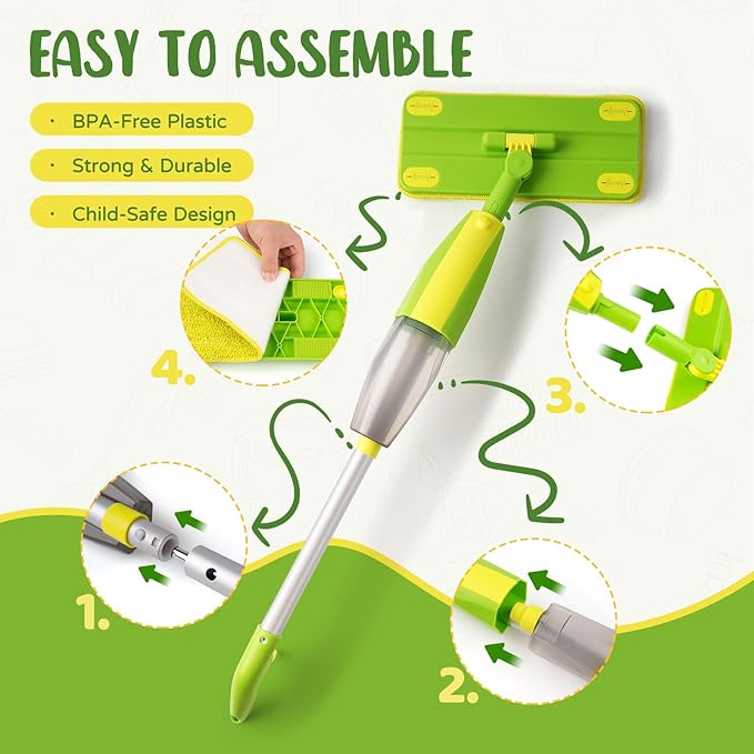 Kids Cleaning Toy Set, Mini Spray Mop Montessori Toys Pretend Play Cleaning Tool - Image 6