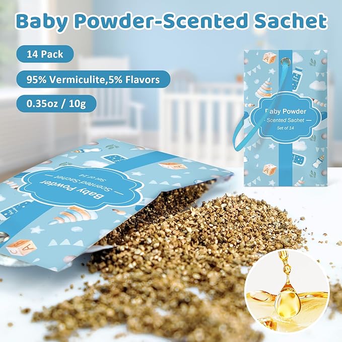 SCENTORINI Scented Sachets for Drawers and Closets, Baby Powder Scent 14 Pack - Image 3