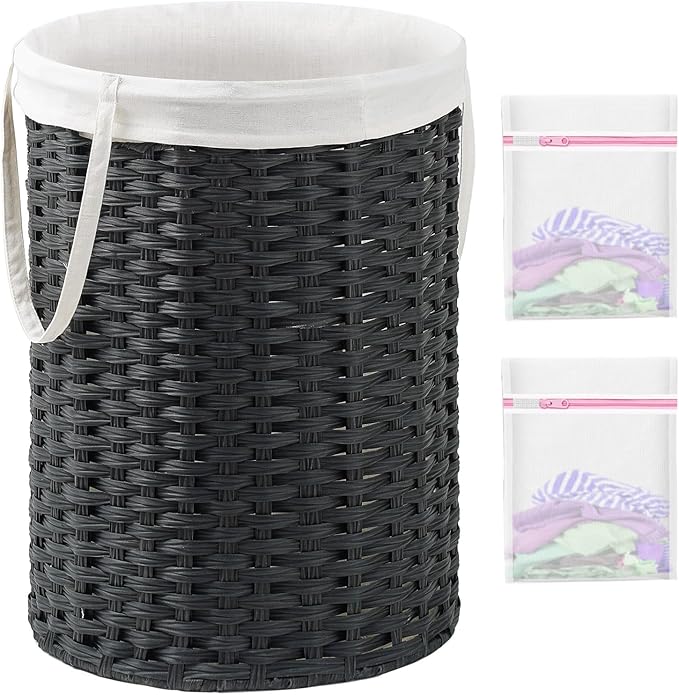 Laundry Basket Round Rattan Laundry Hamper 29.1 Gal Handwoven Large Wicker by SETVSON