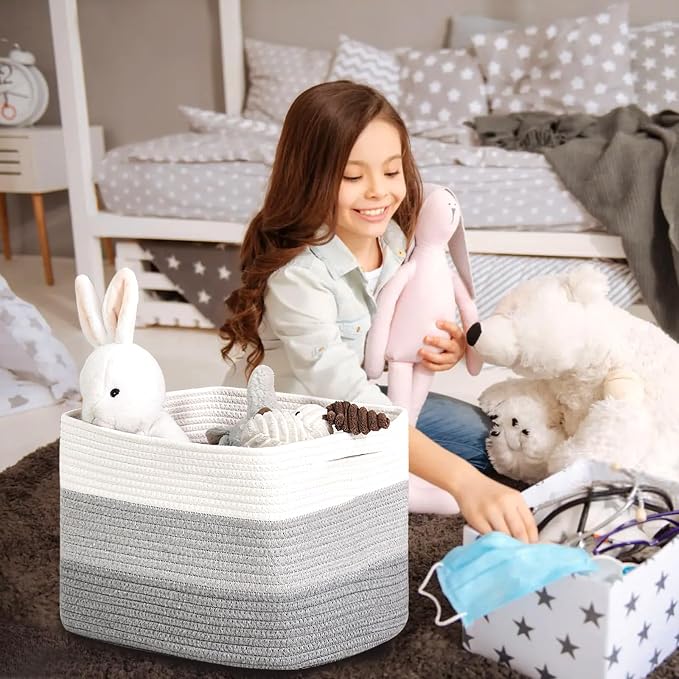 Storage Baskets for Organizing Shelves, Woven Cotton Rope Baskets for Storage - Image 6