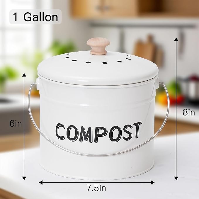 Compost Bin for Kitchen Counter, 1 Gallon Compost Bucket - Image 2