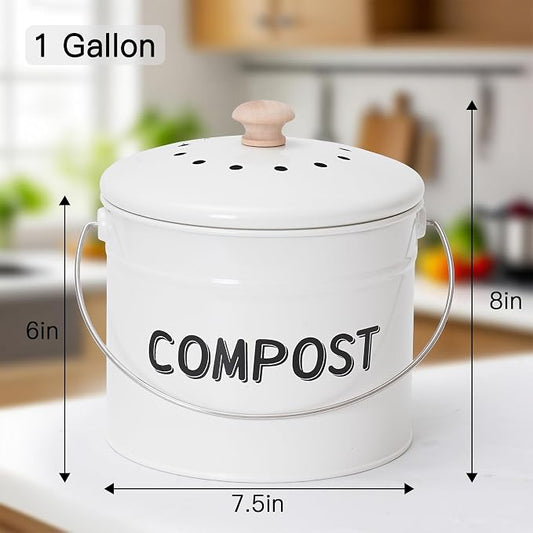 Compost Bin for Kitchen Counter, 1 Gallon Compost Bucket - Image 2