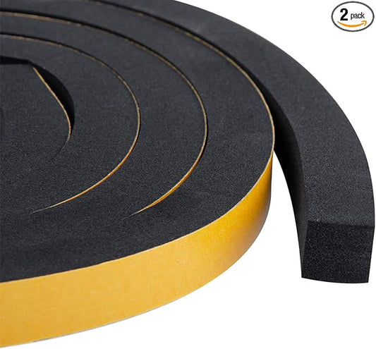 Windows Sealing Tape 2-Pack, 1/2 Inch Wide X 1/2 Inch Thick, Closed Cell Foam by CloudBuyer
