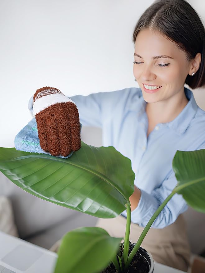 Patelai 3 Pairs Microfiber Plant Dusting Gloves Leaf Cleaning Gloves - Image 2