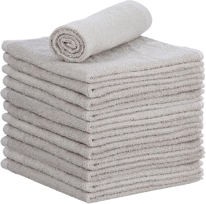 Superio Cotton Terry Washcloths Grey Towels 100% Cotton Cleaning Cloth 16" Rags by Superio