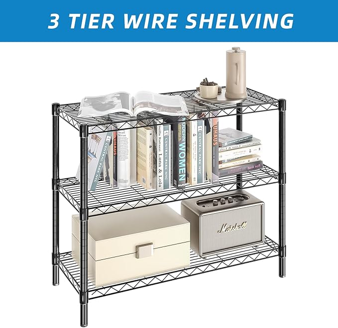 3-Shelf Adjustable Metal Shelf Wire Shelving Unit Storage Rack Display Shelf - Image 6