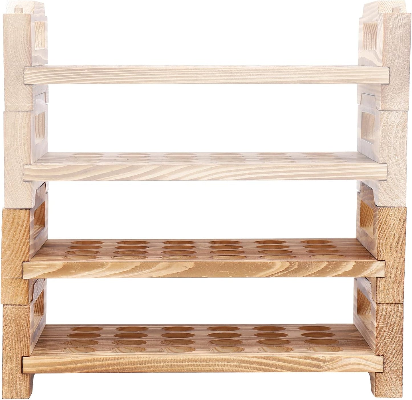 Stackable Wooden Quail & Pigeon Egg Holder Countertop, Farmhouse Kitchen Fresh Quail & Pigeon Egg Display Storage Rack Organizer Tray, 48 Slots, Natural Wood, Chemical-Free Coating