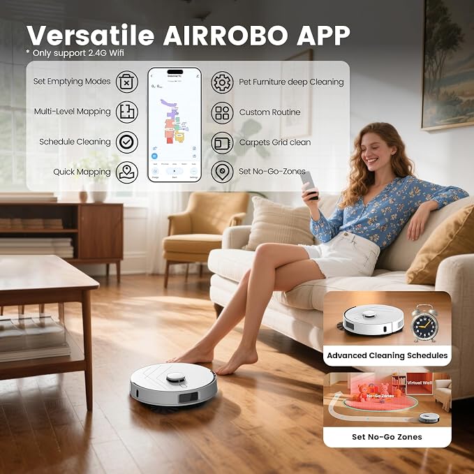 AIRROBO T30+ Robot Vacuum and Mop, Self-Emptying, 6000PA Suction, Proactive - Image 8