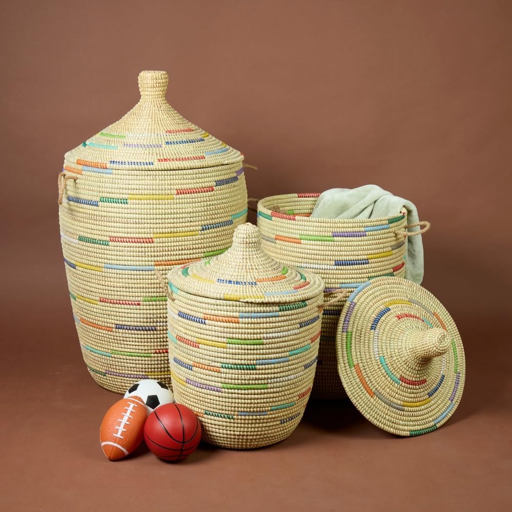 Large Decorative Storage Baskets for Laundry, Clothes, Blankets, Beige Africa...