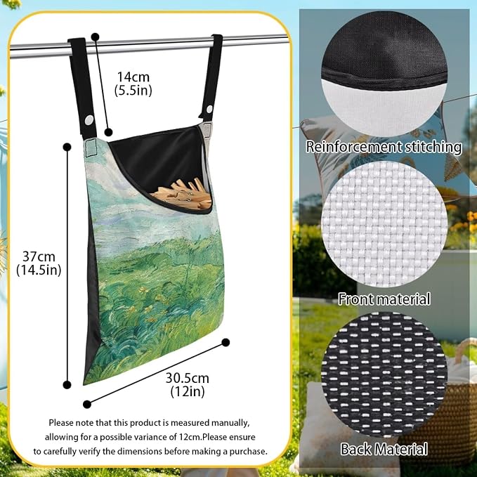 Green Wheat Field Print Windproof Clothespin Holder Bag - Image 6