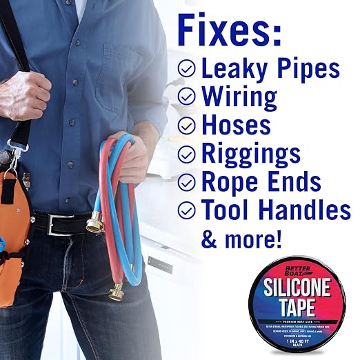 Black Heavy Duty Silicone Tape, Self-Fusing Rubber Hose and Plumbing Water Pipe - Image 4