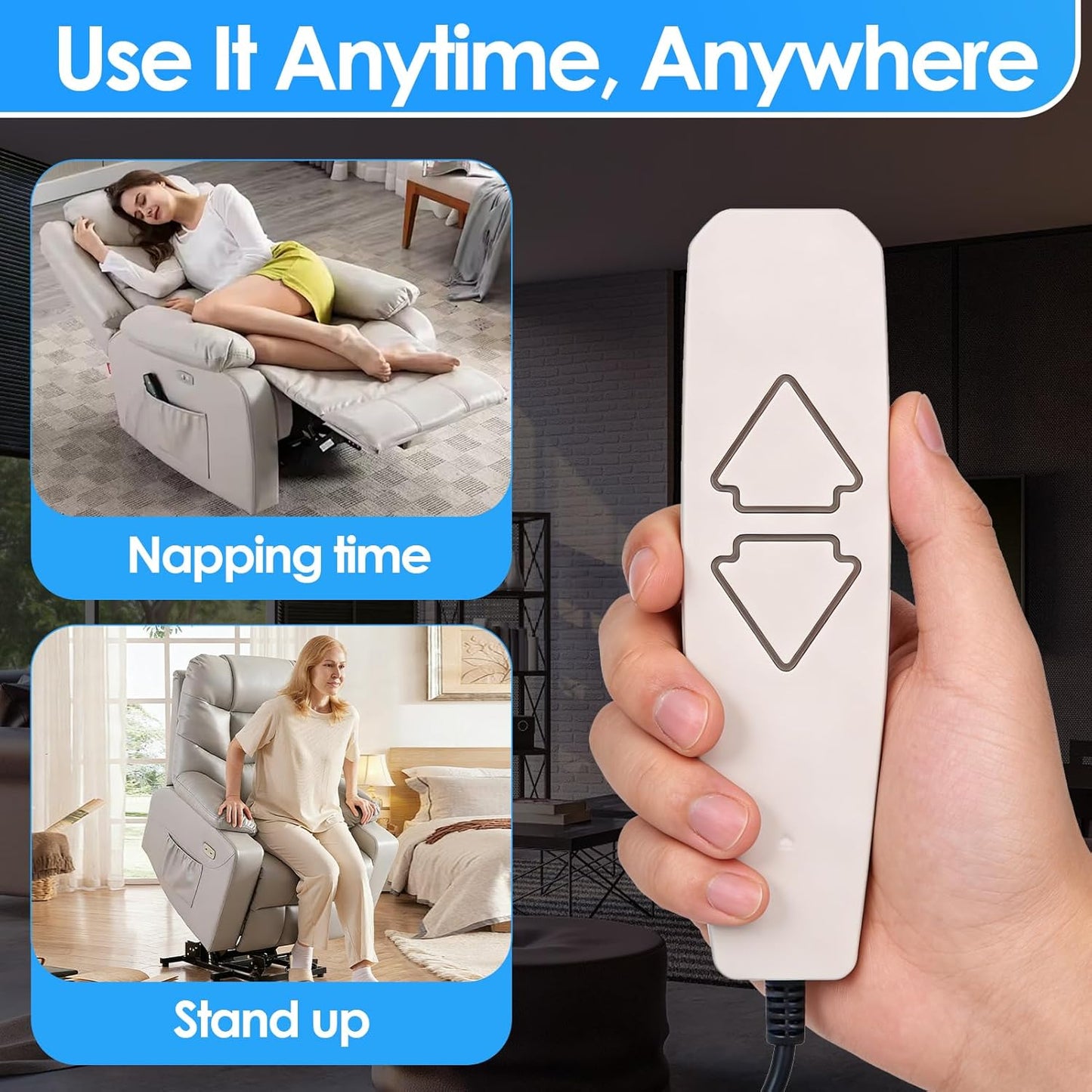 Lift Chair Remote Control Replacement, Universal 5 Pin 2 Button Electric Power Lift Recliner Chairs Hand Control Handset Remote with Backlight
