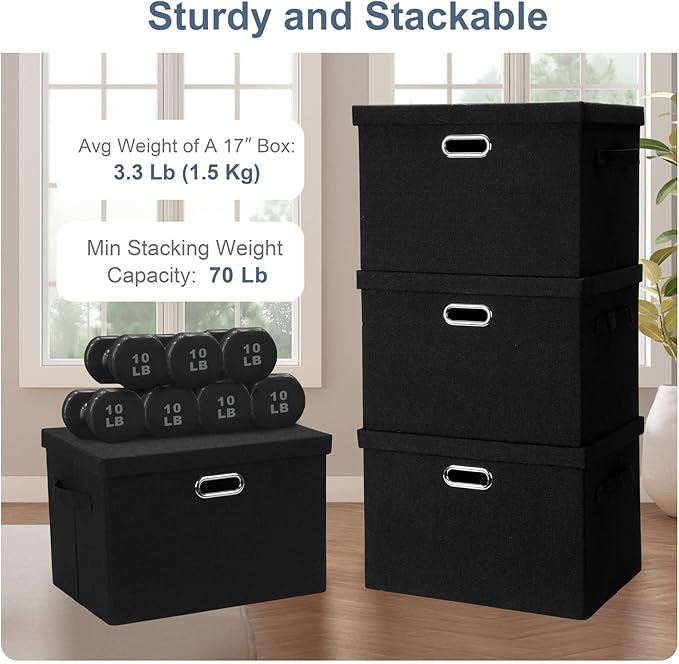 Large 17" 36 Quart Collapsible Stackable Storage Bins - Image 4