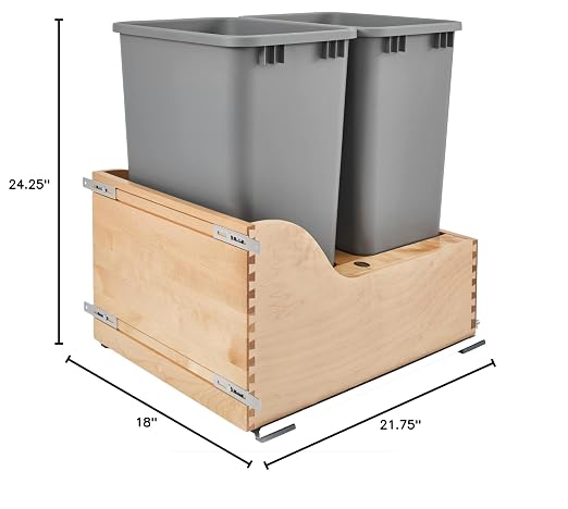 Rev-A-Shelf Pullout Trash Cans for Kitchen Cabinet, Dual 50 Qt Bins - Image 10
