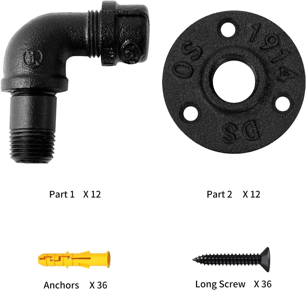 Bathroom Towel Hooks for Hanging 12 Pack Vintage Industrial Pipe Towel Holder...