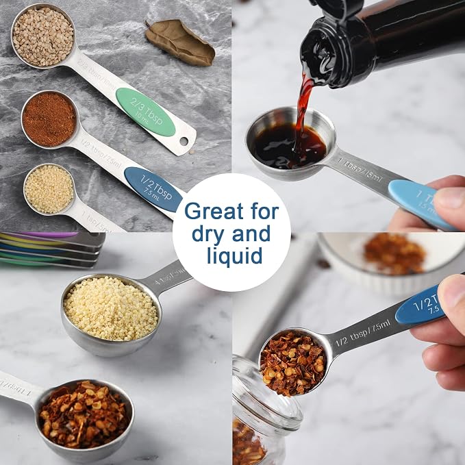 Magnetic Measuring Spoons Set of 9 Stainless Steel Stackable Measuring Spoons - Image 4