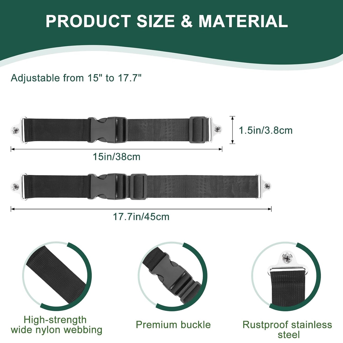 Trash Can Locks for Animal- Bear Raccoon Dog Proof Garbage Bin Lock-Adjustable Length - Easy to Install, Long Lasting Strap Lid Garbage Can Lock for Out Door Garbage Can - 4PCS