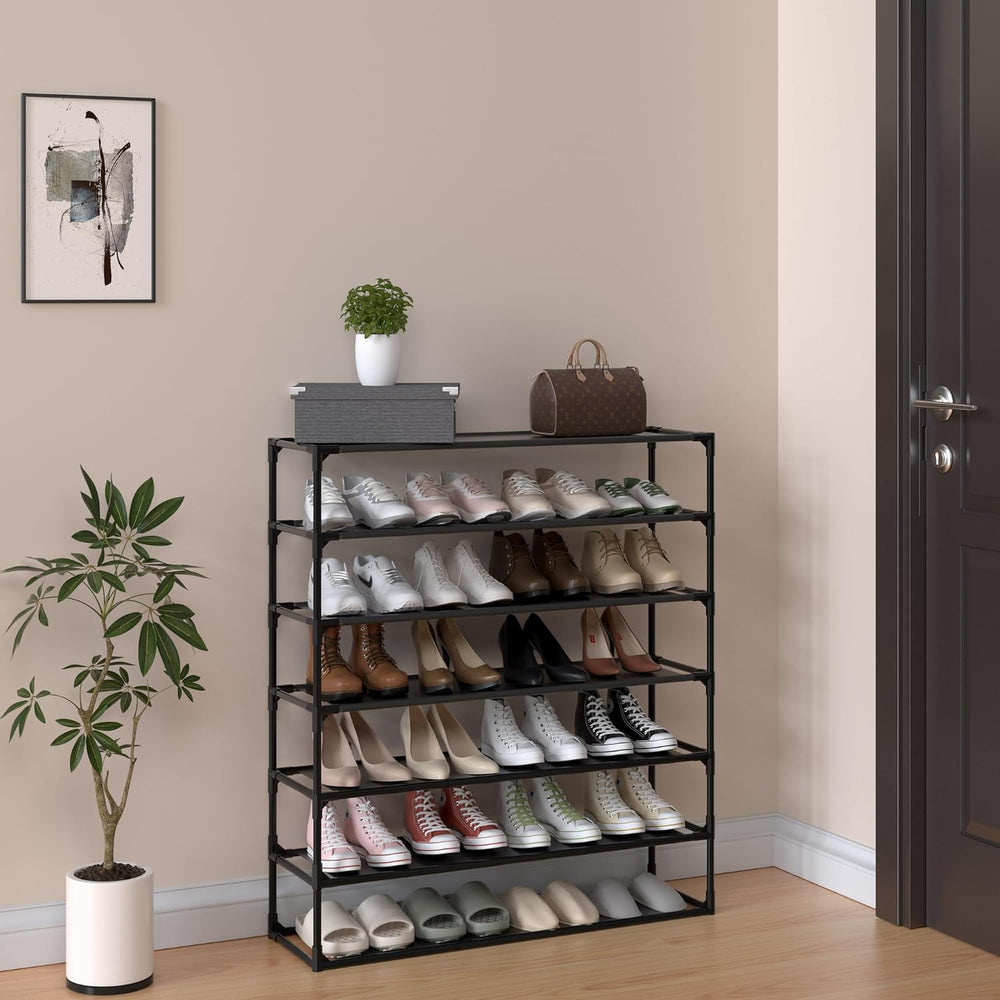 Jerry & Maggie 7 Tier Fabric Shoe Rack, 39 in W x 11 in D x 43 in H, Can ...