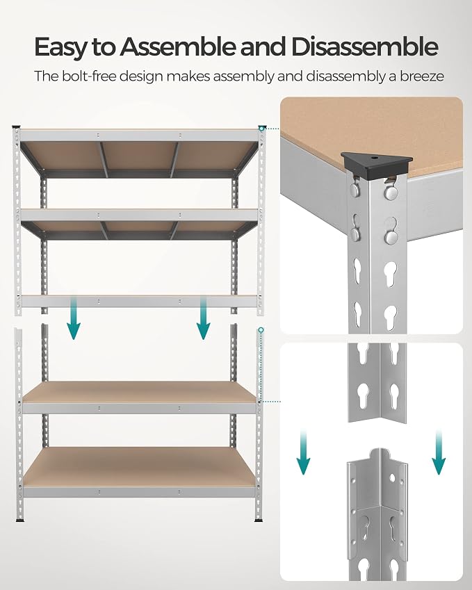 SONGMICS 5-Tier Storage Shelves, Load 2310 lb, Boltless Assembly, Adjustable - Image 6