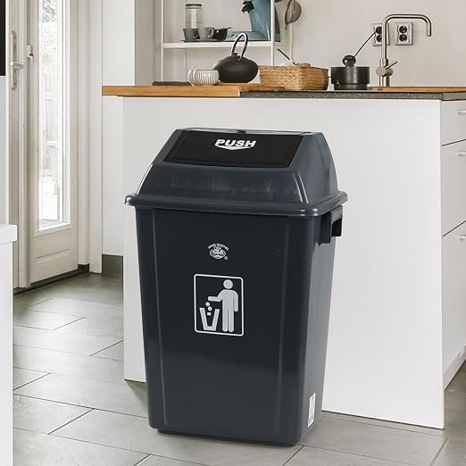 13 Gallon Plastic Swing Lid Trash Can, Outdoor Garbage Can, 4 Pack - Image 4