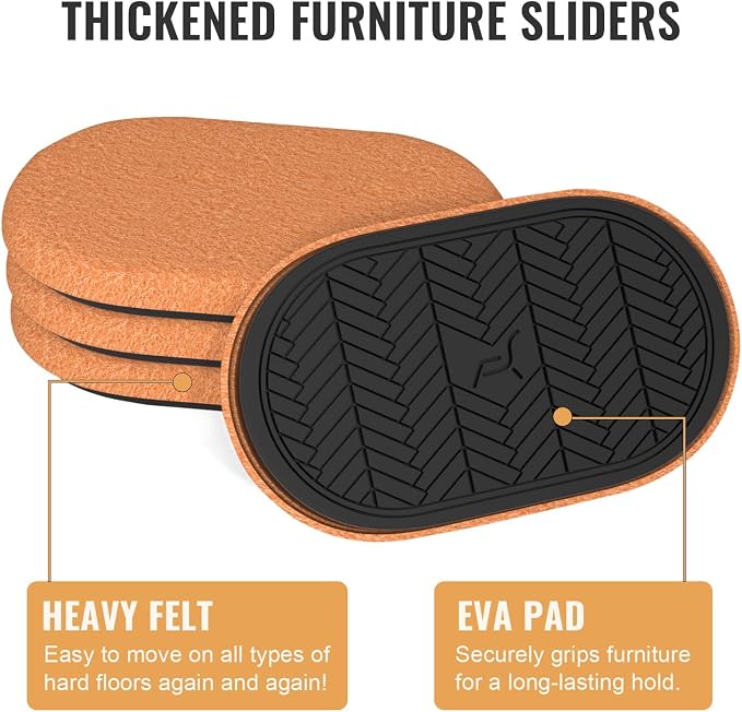 9½"x5¾ Felt Furniture Sliders for Hardwood Floors, Furniture Movers for Heavy - Image 5