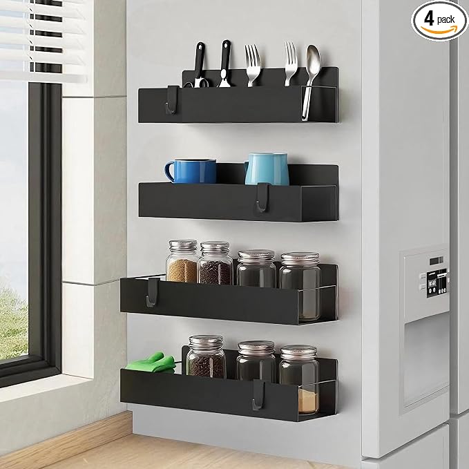 Cosy Family 4-Pack Strong Magnetic Metal Spice Rack Organizer by Cosy+Family