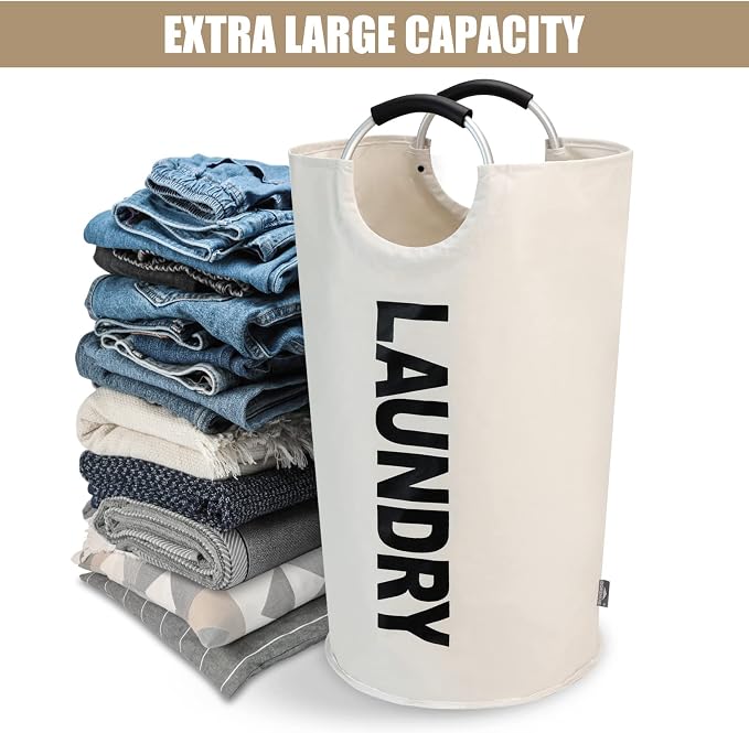DOKEHOM 90L Large Laundry Basket, Collapsible Laundry Bag, Freestanding Tall - Image 6
