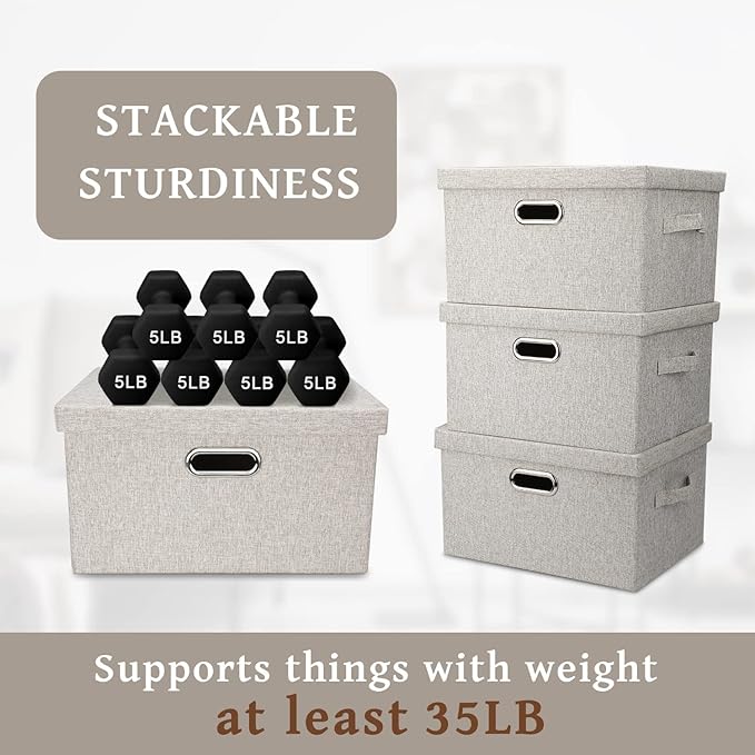 Medium 15" 21 Quart Collapsible Stackable Storage Bins - Image 4