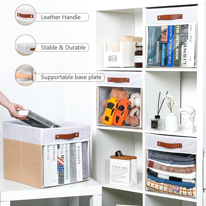 HNZIGE Fabirc Storage Cube Bins 13x13x15 Storage Cube Bins, 4 Pack Foldable - Image 3