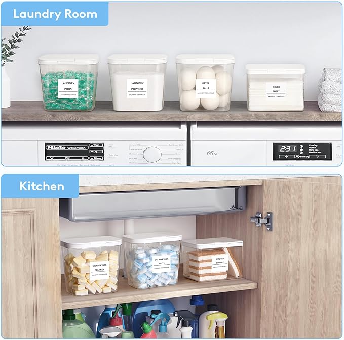 Lifewit 3+1 Laundry Pods Container & Dryer Sheet Holder, Large Powder Detergent - Image 8