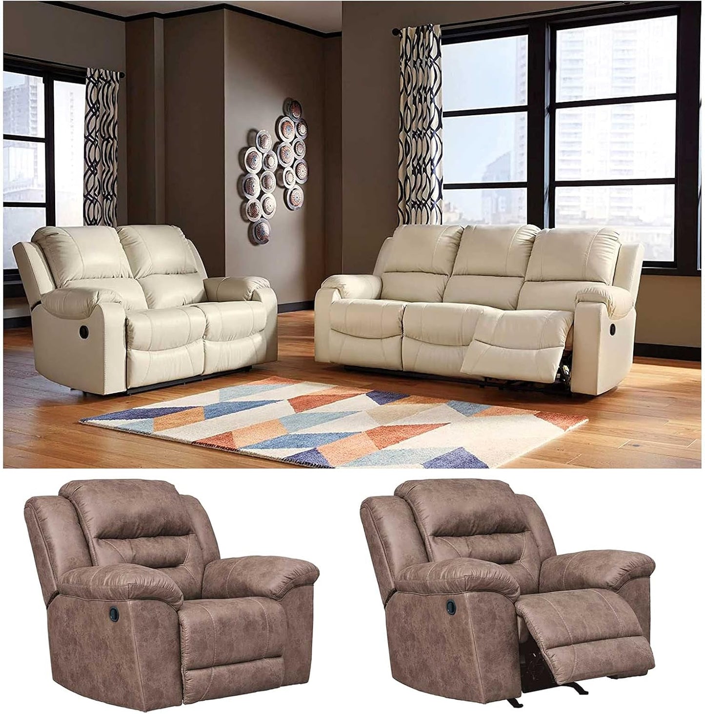 Recliner Replacement Parts with Pull Handle and Release Cable (2-Sets), Repair Recliner Mechanism Parts Compatible with Most Furniture of Recliner Sofa Couch Chair