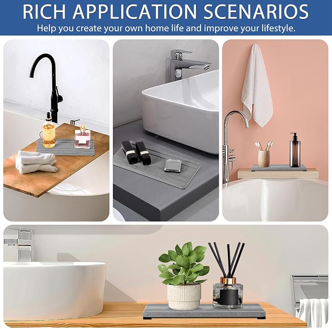 2PCS Water Absorbing Stone Tray, Quick Drying Diatomite Stone Sink Tray - Image 7