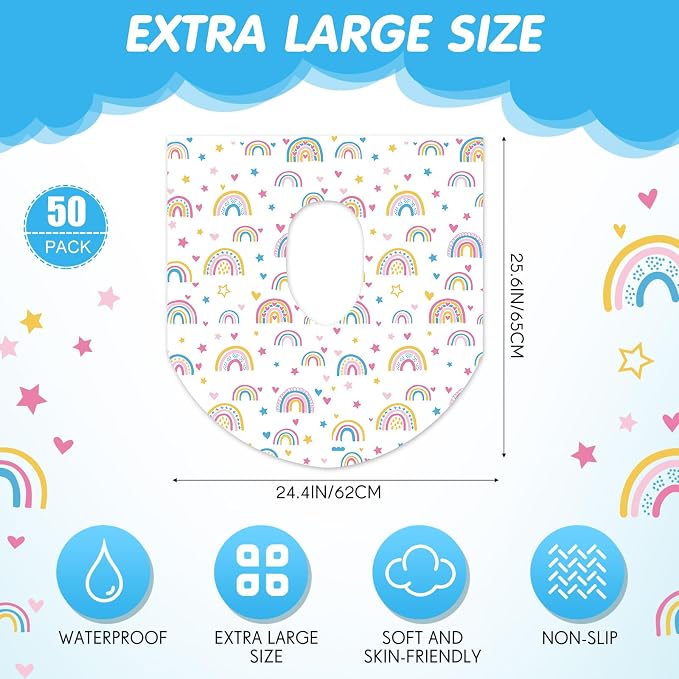 50 Packs Disposable Toilet Seat Covers Extra Large Individually Wrapped - Image 3