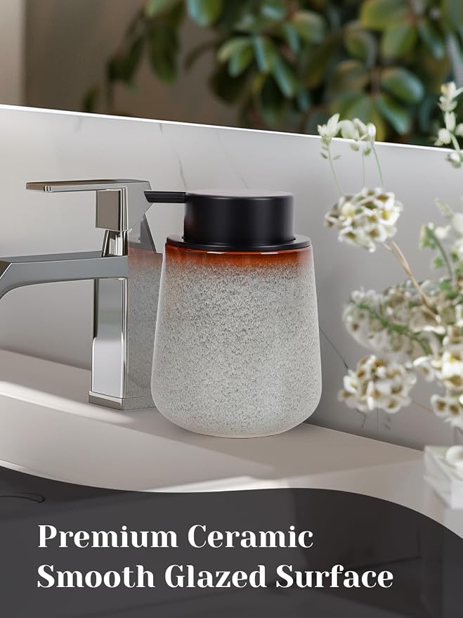 INGOFIN Ceramic Lotion Dispenser - 12 oz Refillable Hand Soap Dispenser Bathroom - Image 6