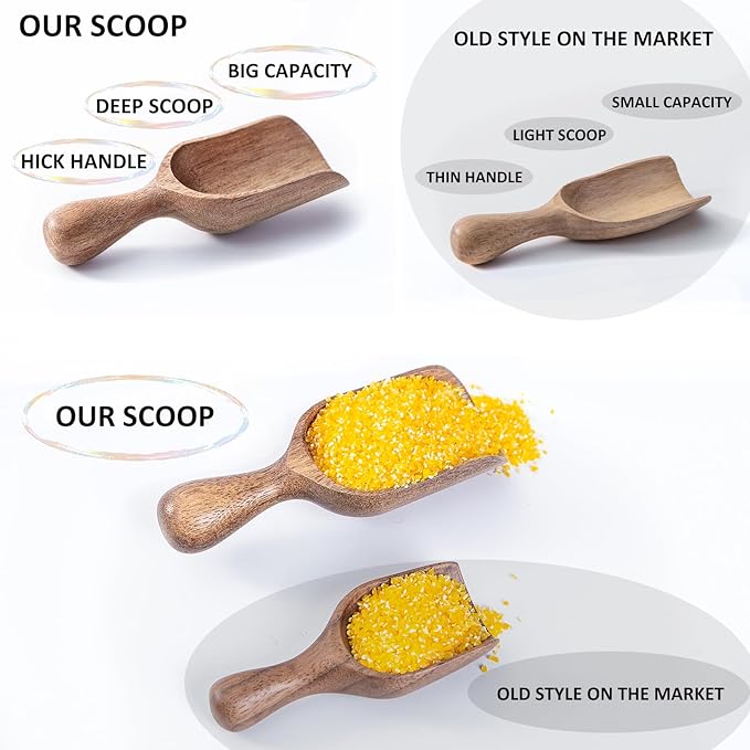 Wooden Scoops for Canisters 3PCS Small Wooden Scoop Acacia Wood Scoops for Jars - Image 7