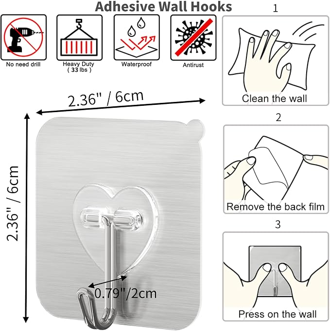 DGYB 20 Pcs Silver Adhesive Hooks - Image 6